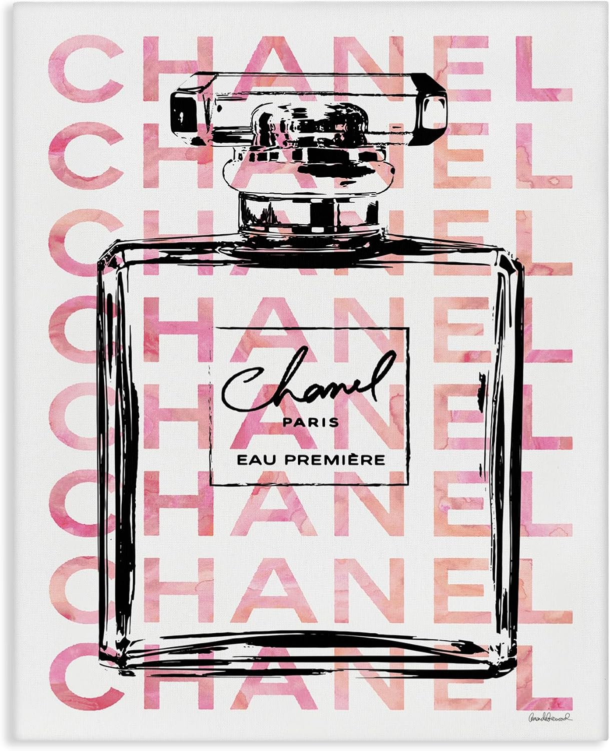 The Stupell Home Décor Collection Glam Perfume Bottle with Words Pink wall art